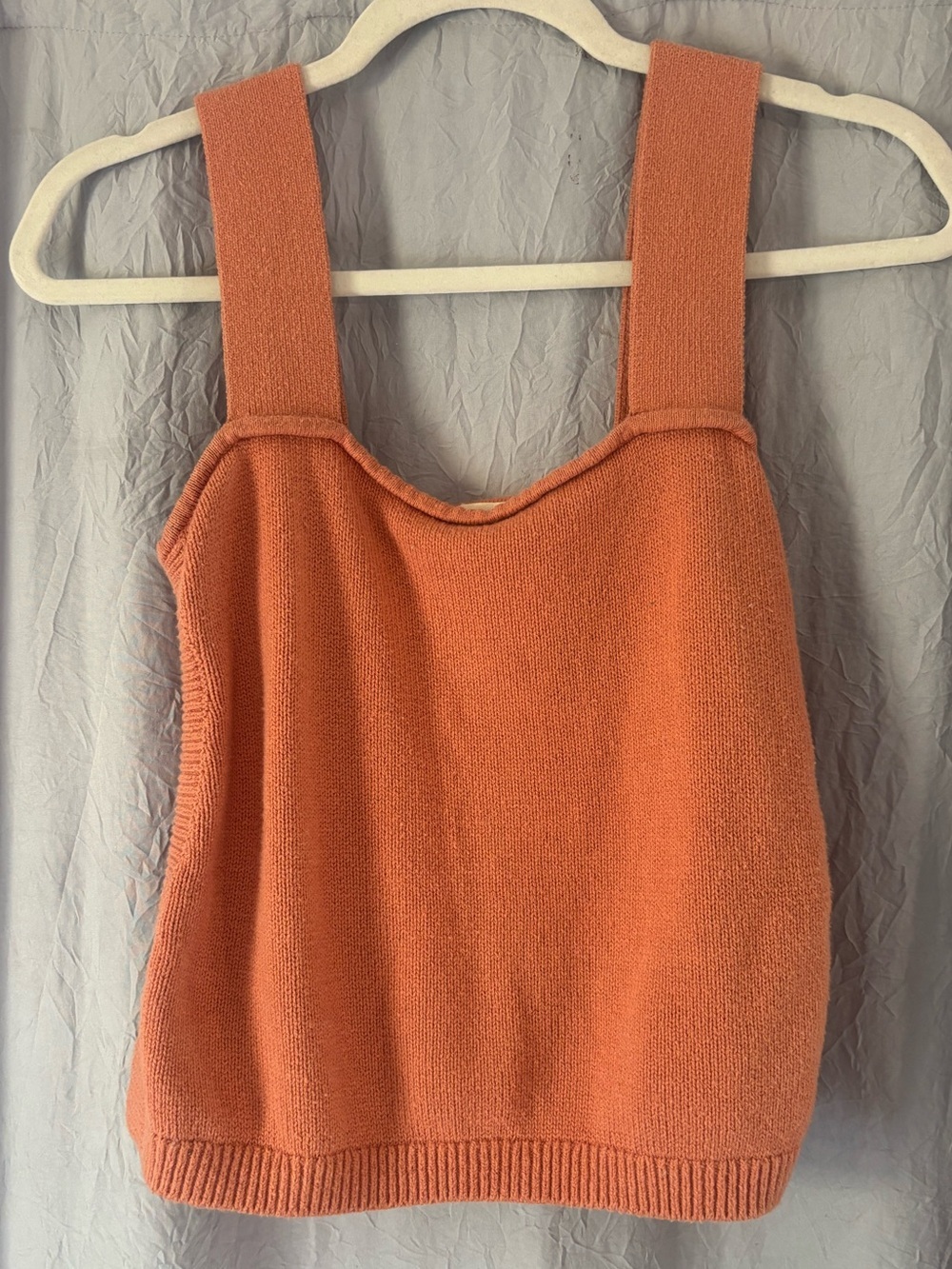 UpWest Terracotta Rust Knit Sweater Tank Top Square Neck Side Slit XXS